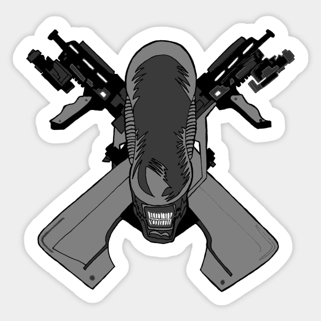 Alien: Covenant Skull and cross Guns Sticker by Joseph Baker